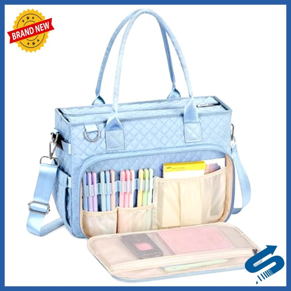 Large Tote Bag with Laptop Compartment Multiple Pockets Work Travel Organizer - Picture 2 of 7